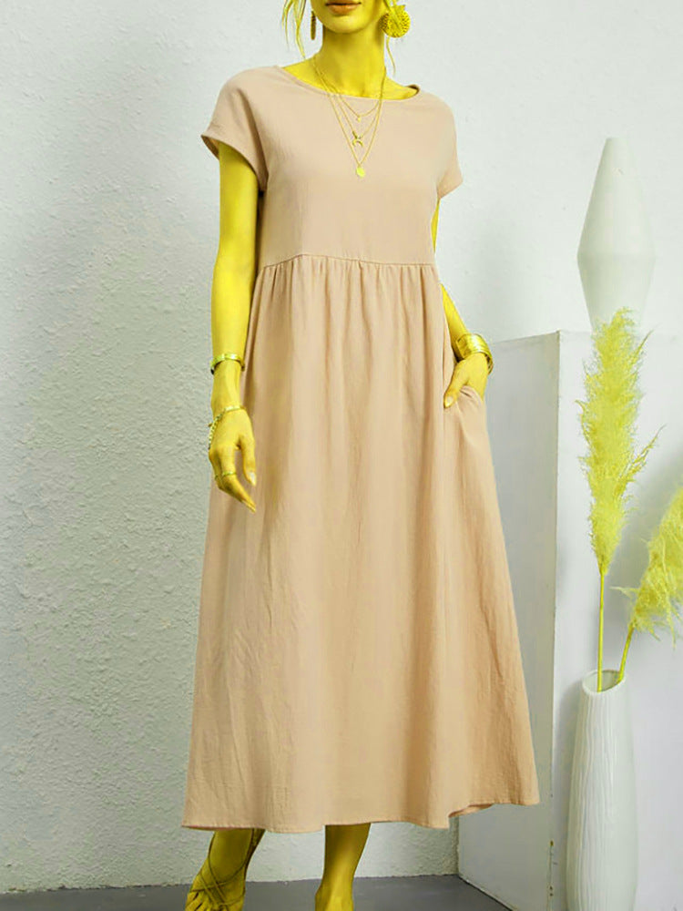 Damen Midikleid Lässig Mit Taschen Sommerkleid
