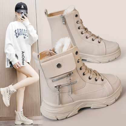 Damen Winterstiefel High-Top mit Reißverschluss Warm - BerlinGlamour