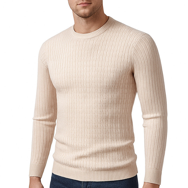 Herren Pullover Feinstrick Strukturiert Zopfmuster Elegант - BerlinGlamour