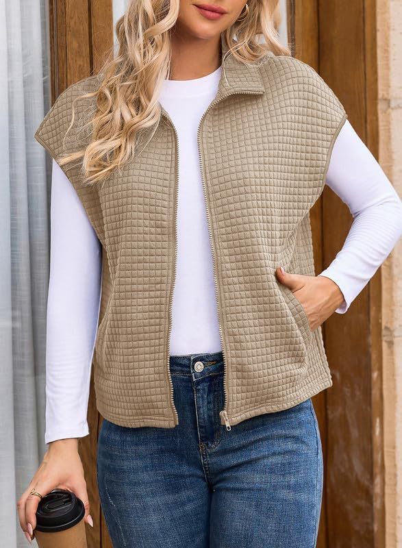 Damen Steppweste Warm mit Reißverschluss und Taschen