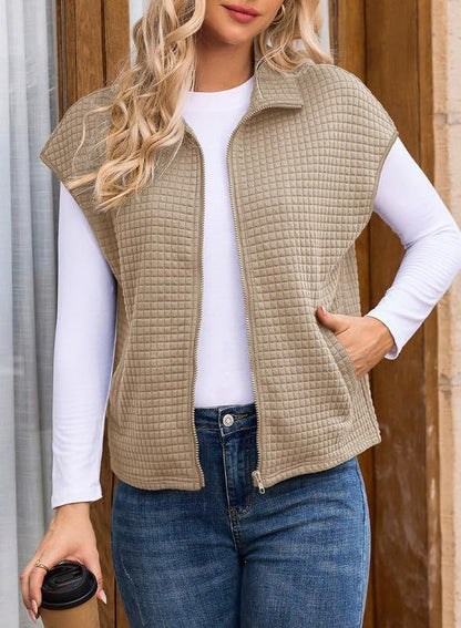 Damen Steppweste Warm mit Reißverschluss und Taschen