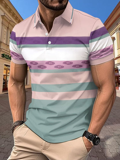 Herren Poloshirt Streifenmuster Modern Sportlich