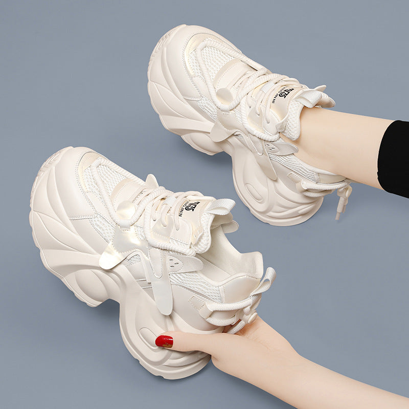 Damensport-Sneaker Laufschuhe mit dicker Sohle atmungsaktiv