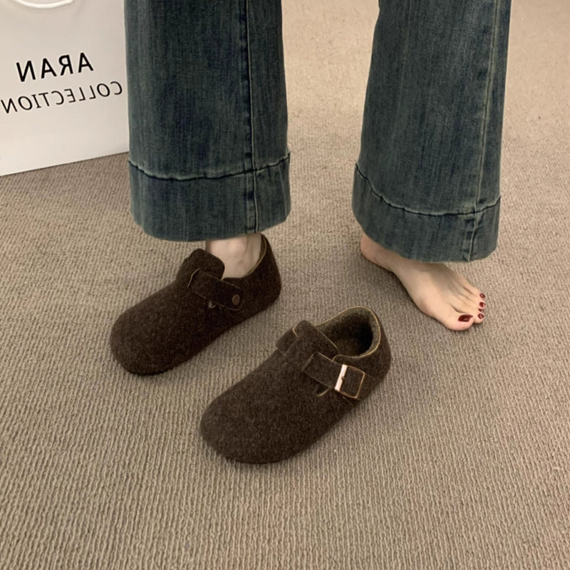 Damen Filzschuhe Bequem Riemchen Clogs Warm