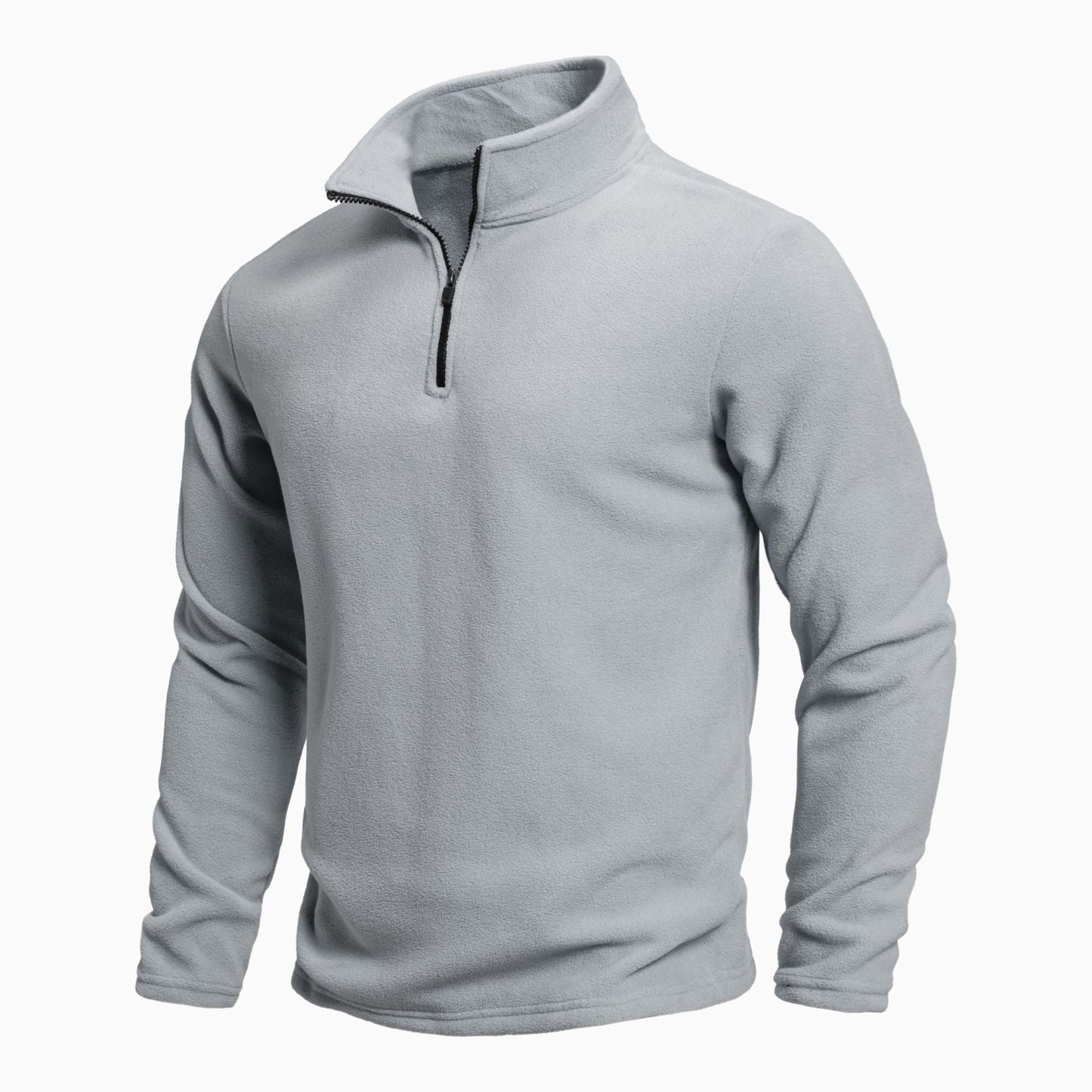 Herren Fleece Pullover Stehkragen Reißverschluss Modern