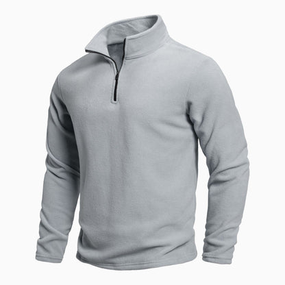 Herren Fleece Pullover Stehkragen Reißverschluss Modern