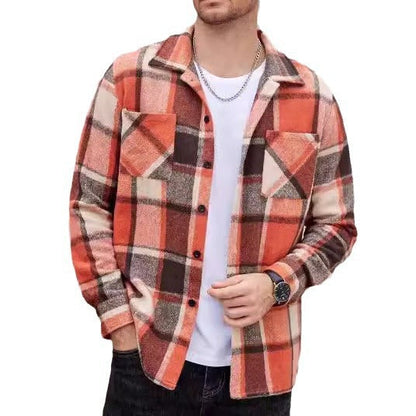 Herren Karo Hemdjacke Lässig Modern
