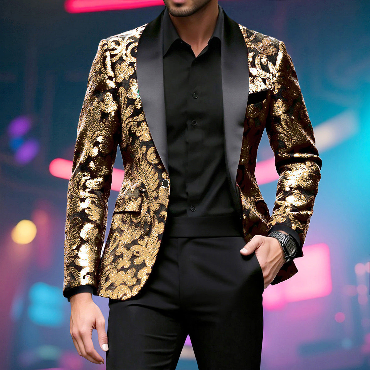 Eleganter Herren Blazer Paillettenjacke Modern - BerlinGlamour