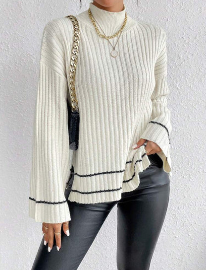 Damen Rollkragenpullover Gerippt Warm Winter