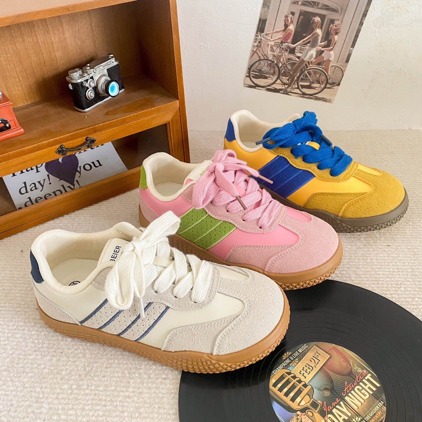Damen Sneaker Sportlich Retro atmungsaktiv Rutschfest