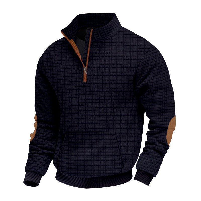 Herren Fleece-Pullover Stehkragen Modern Strukturiert