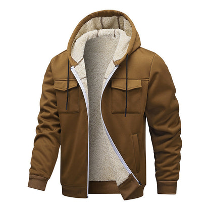 Herren Winterjacke Gefüttert Sportlich Mit Taschen