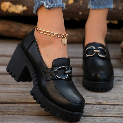 Damen Blockabsatz Schuhe Hoch Modisch Schnalle