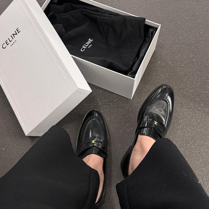 Elegante Damen Loafers aus Leder Gold Damen Schuhe