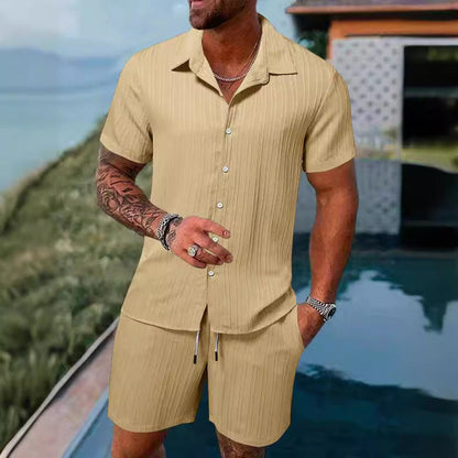 Herren Kurzarm Set Sportlich Modern Struktur