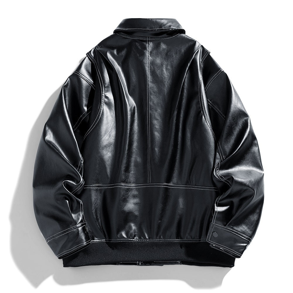 Herren Lederjacke Modern Schnitt mit Taschen