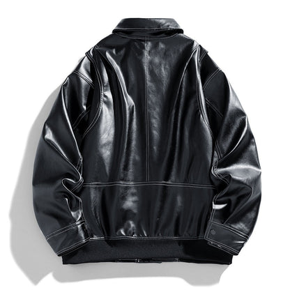 Herren Lederjacke Modern Schnitt mit Taschen