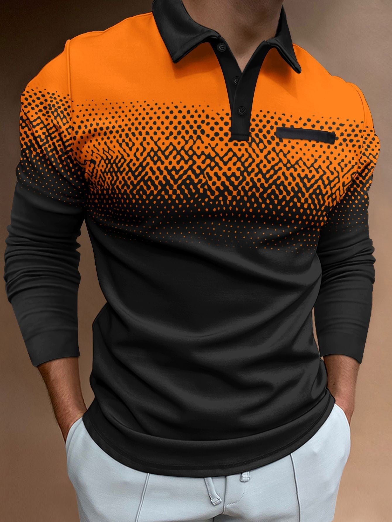 Herren Poloshirt Modern Farbverlauf Kontrastdetails Stylisch