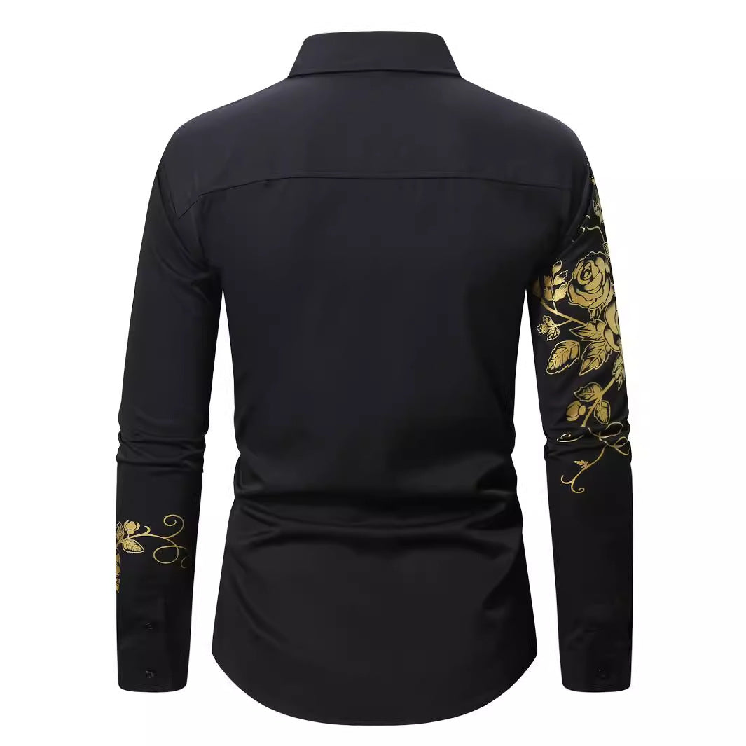 Herren Hemd Elegant Blumenmuster Glänzend Modern