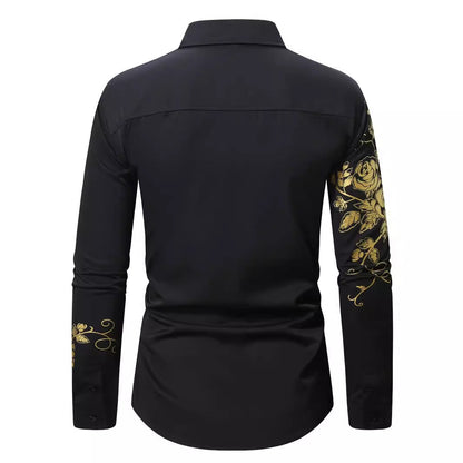 Herren Hemd Elegant Blumenmuster Glänzend Modern