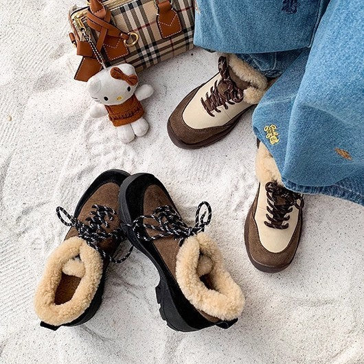 Damen Winterboots Flauschig Schnürboots Warm - BerlinGlamour
