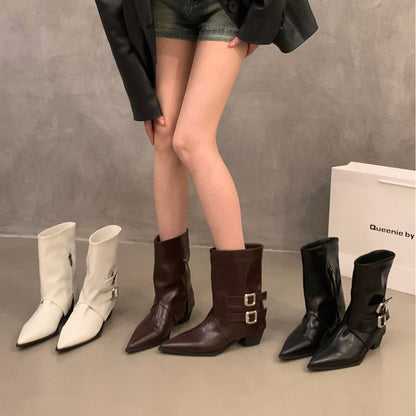 Damenstiefeletten Elegantes Design Spitzer Absatz - BerlinGlamour