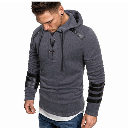 Herren Hoodie Leder Lässig Modern Mit Akzenten