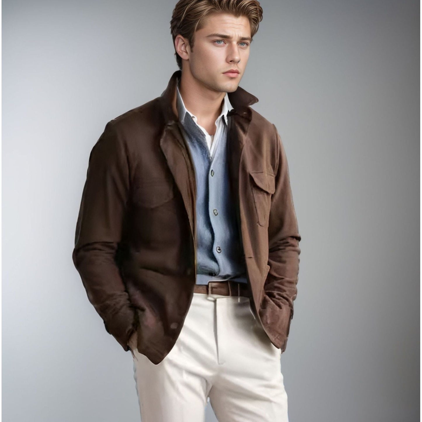 Herren Utilityjacke Elegant mit Brusttaschen Modern