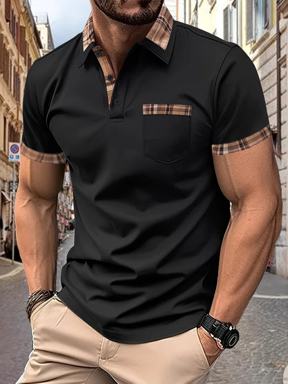 Herren Polohemd Kurzarm Kariert Modern