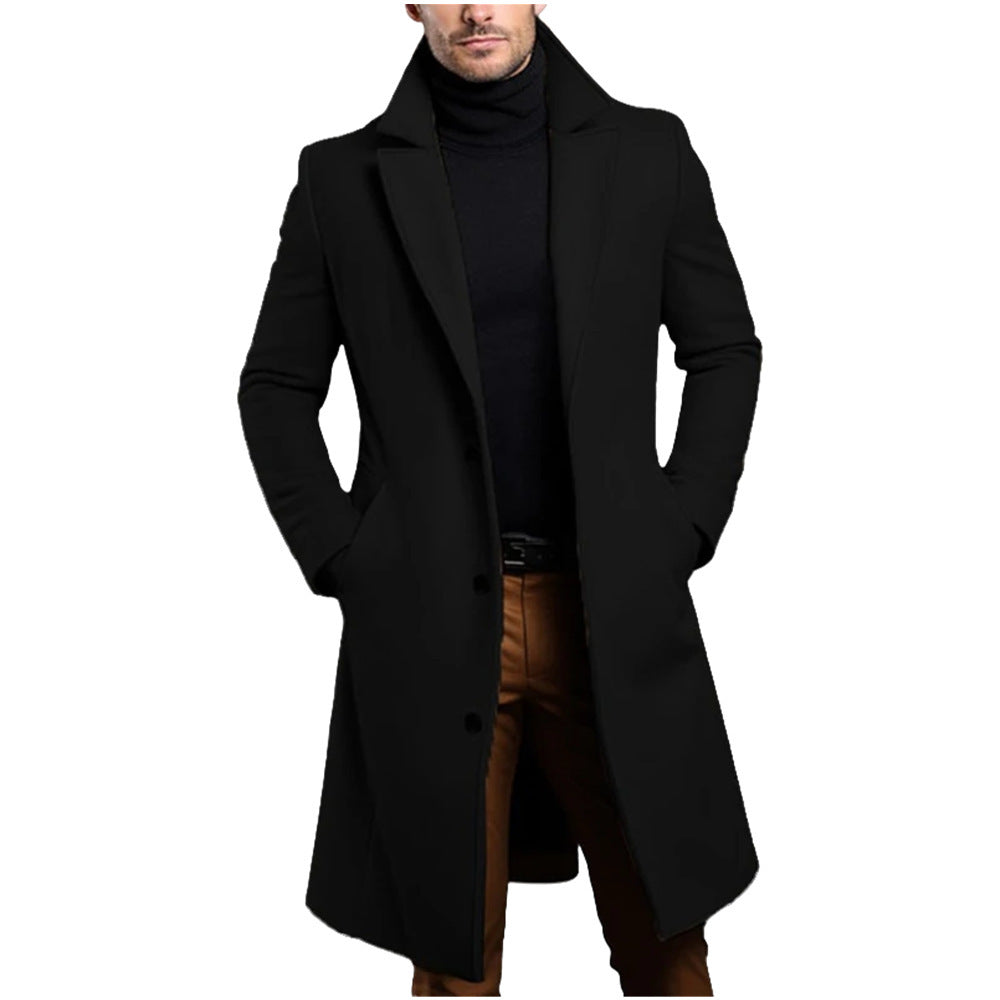 Herren Mantel Lang Geschnitten Elegant Schwarz - BerlinGlamour