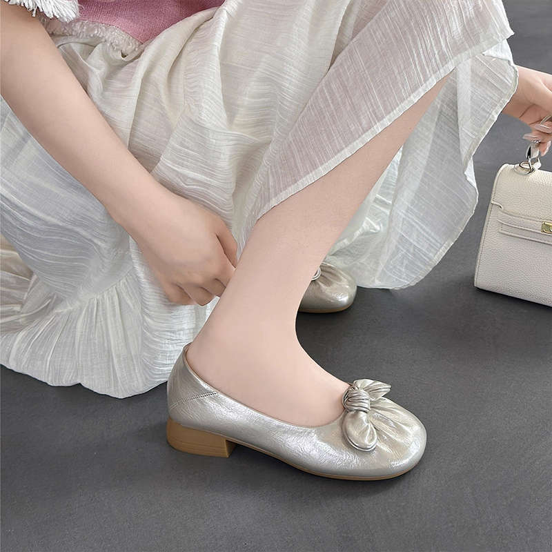 Damen Ballerinas Elegante Schleifen Bequem