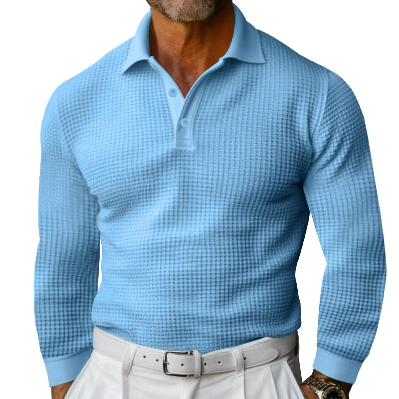 Herren Poloshirt Langarm Strukturiert Moderner Kragen - BerlinGlamour