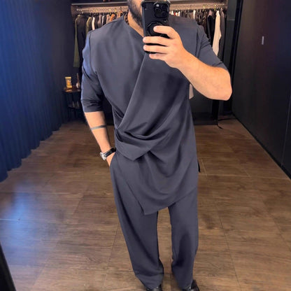 Herren Tunika-Shirt Asymmetrisch Drapiert Modern