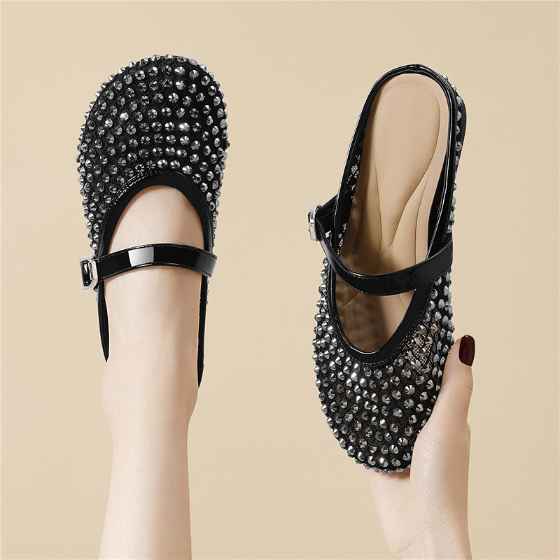 Damen Mokassins Elegante Schuhe mit Glitzersteinen - BerlinGlamour