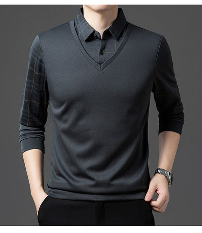 Herren Pullover Eleganter V-Ausschnitt Strukturierte Ärmel