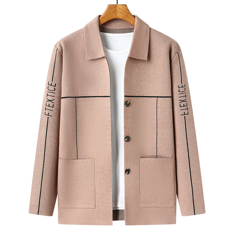 Herren Strickjacke Modisch Hochkragen Elegante Knöpfe