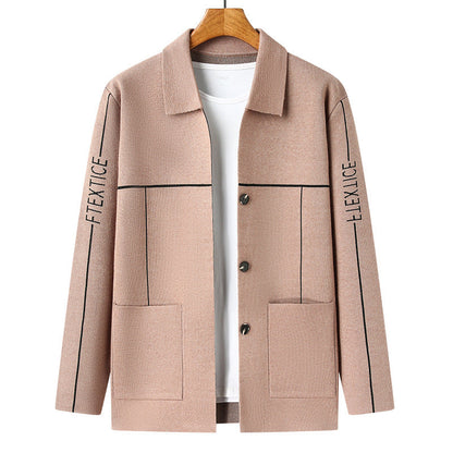 Herren Strickjacke Modisch Hochkragen Elegante Knöpfe