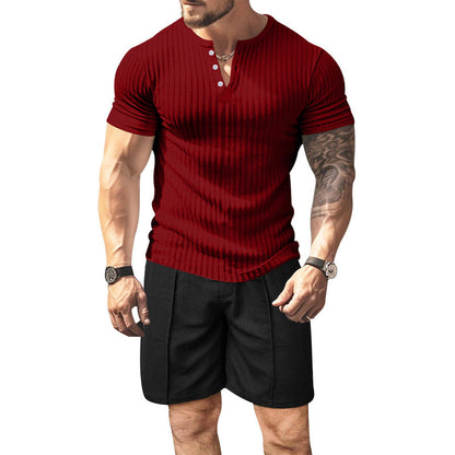 Herren Kurzarm T-Shirt Struktur Optik Berlin Style