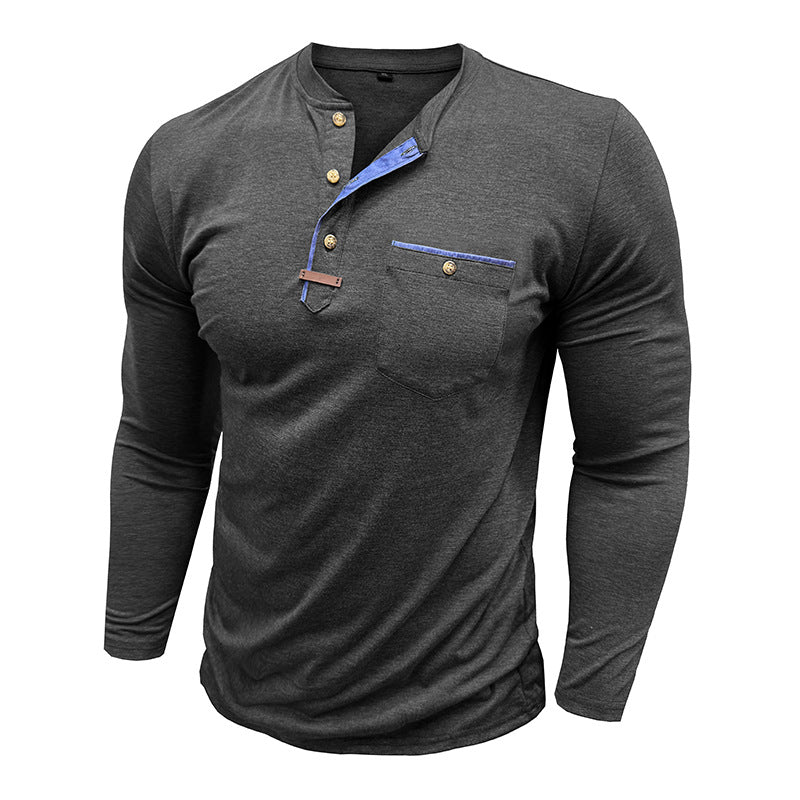 Herren Langarm-Shirt Elegantes Hemd mit Kontrast-Details Modern