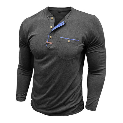 Herren Langarm-Shirt Elegantes Hemd mit Kontrast-Details Modern
