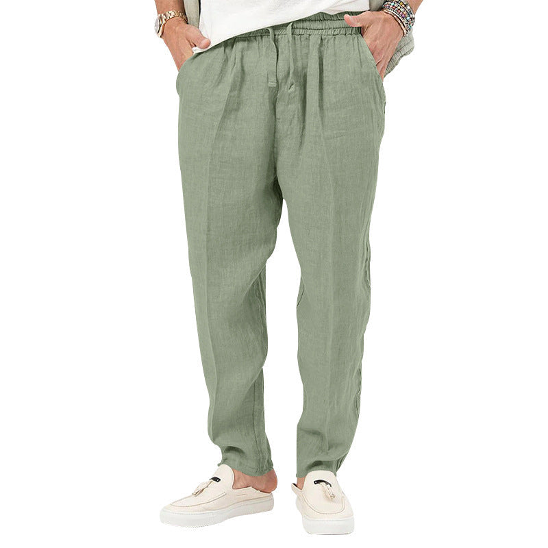Herren Sommerhose Leicht Leinenhose Elastisch Mit Taschen