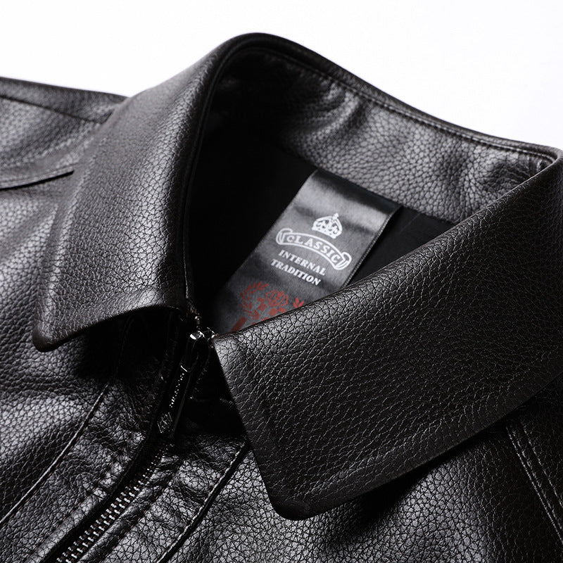 Lederjacke Herren Modern Elegant Schnitt Schwarz