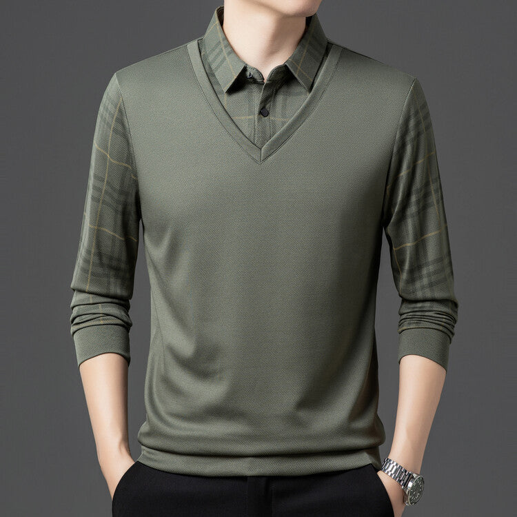 Herren Pullover Eleganter V-Ausschnitt Strukturierte Ärmel