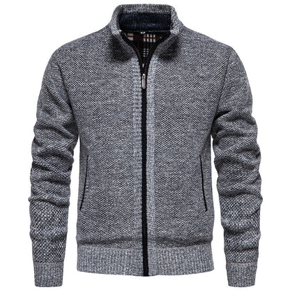 Herren Strickjacke Wärme mit Hochkragen und Reißverschluss