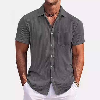 Herren Hemd Kurzarm Modern mit Streifenmuster Slim Fit