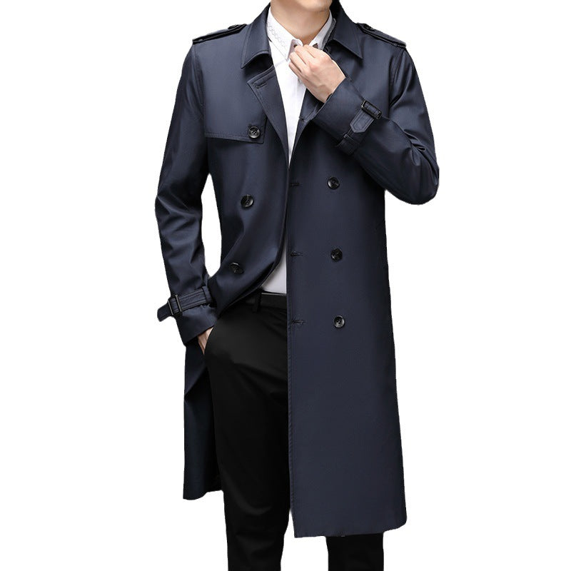 Herren Trenchcoat Modern mit Doppelknopf und Taschen