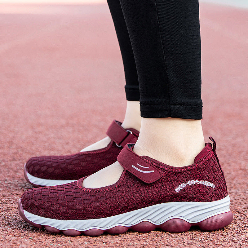 Damen Freizeitschuhe Bequem Slip-On Klettverschluss Schuhe