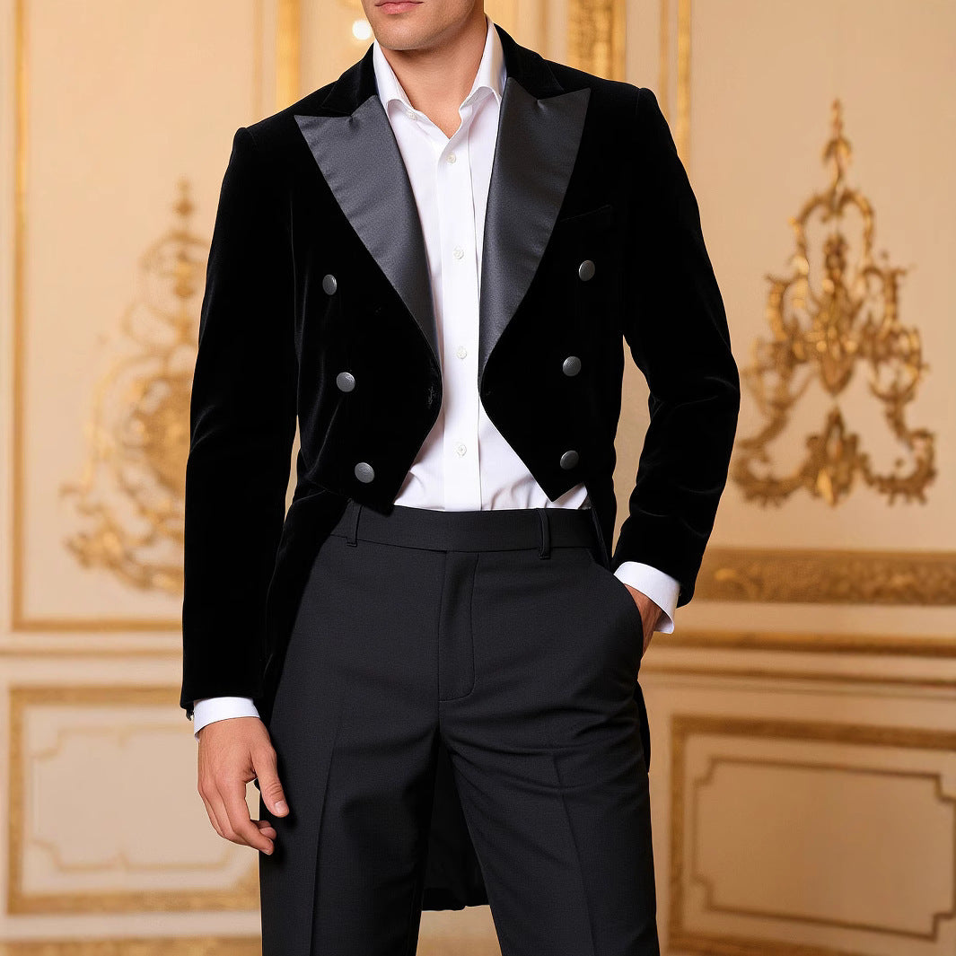 Herren Samtblazer Glänzend mit Satinkragen Elegant - BerlinGlamour