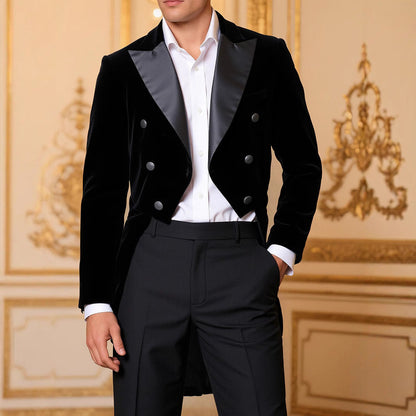 Herren Samtblazer Glänzend mit Satinkragen Elegant - BerlinGlamour
