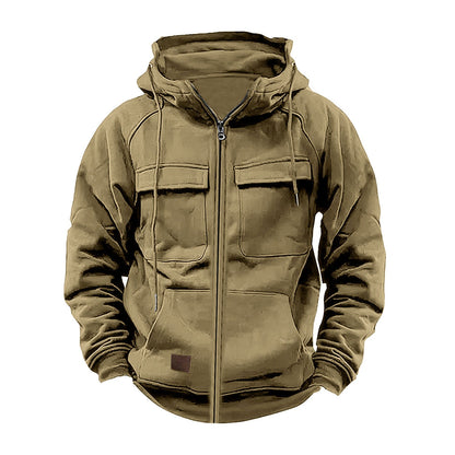 Herren Fleecejacke Warm mit hohem Kragen und Taschen